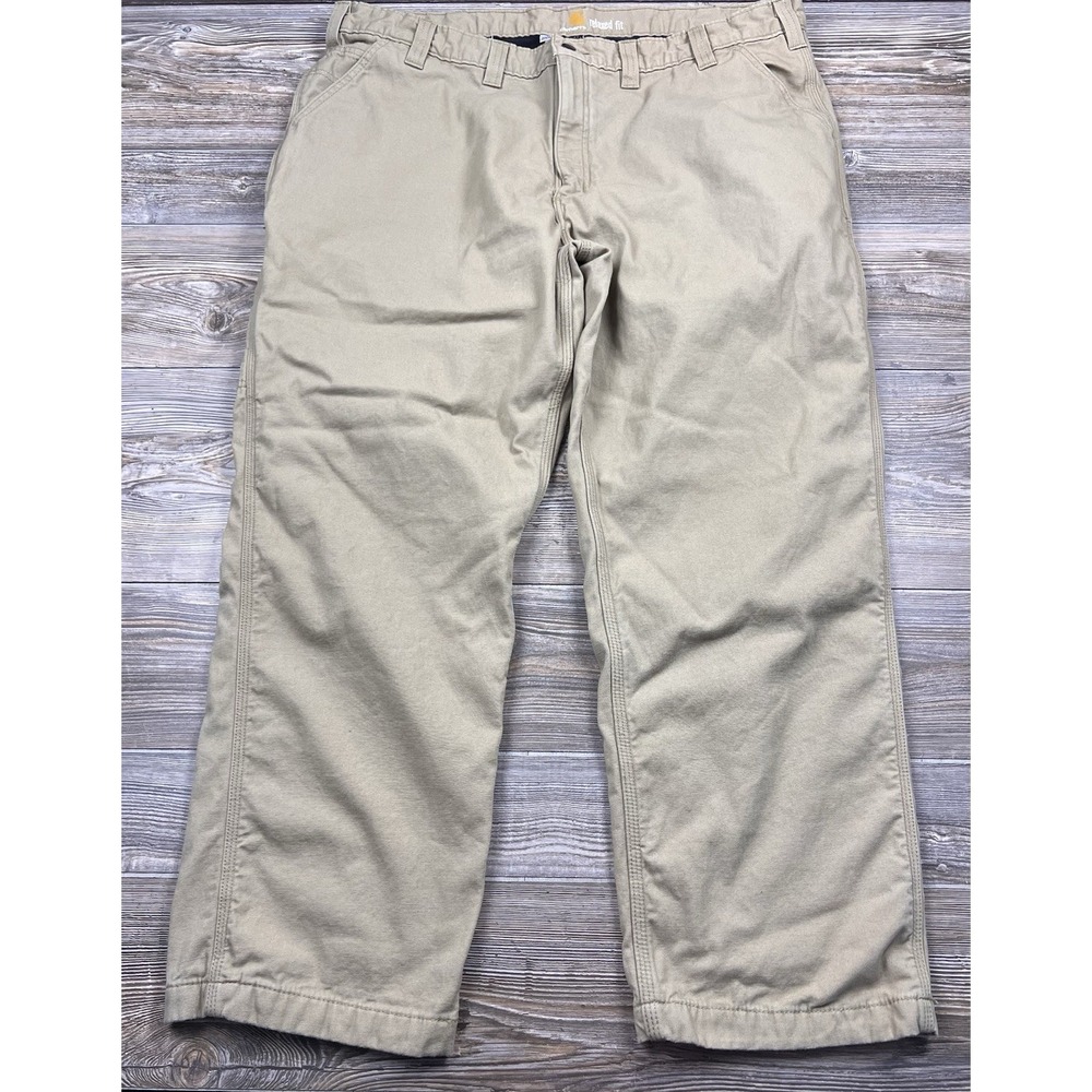 Carhartt Khaki Rugged Flex‎ Relaxed Straight Rigby Lined Dungaree Pants 44x30